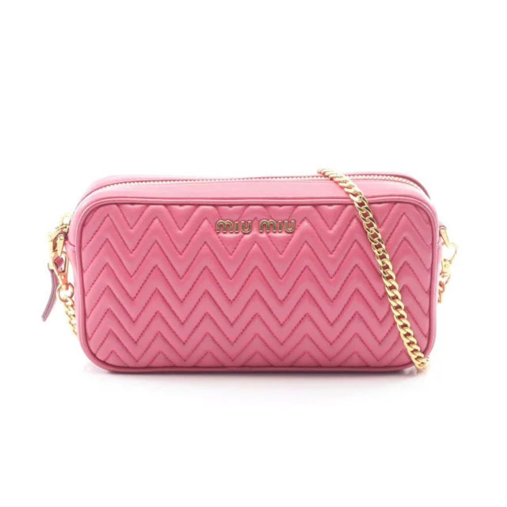 Miu Miu NAPPA IMPUNTURE Shoulder Bag Leather Pink